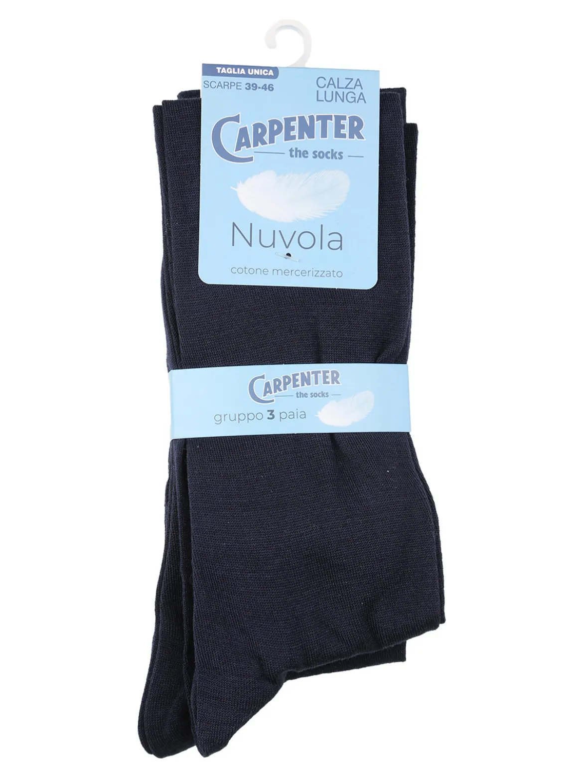 Carpenter Confezione da 3 paia di calze lunghe da uomo in cotone mercerizzato - blu scuro