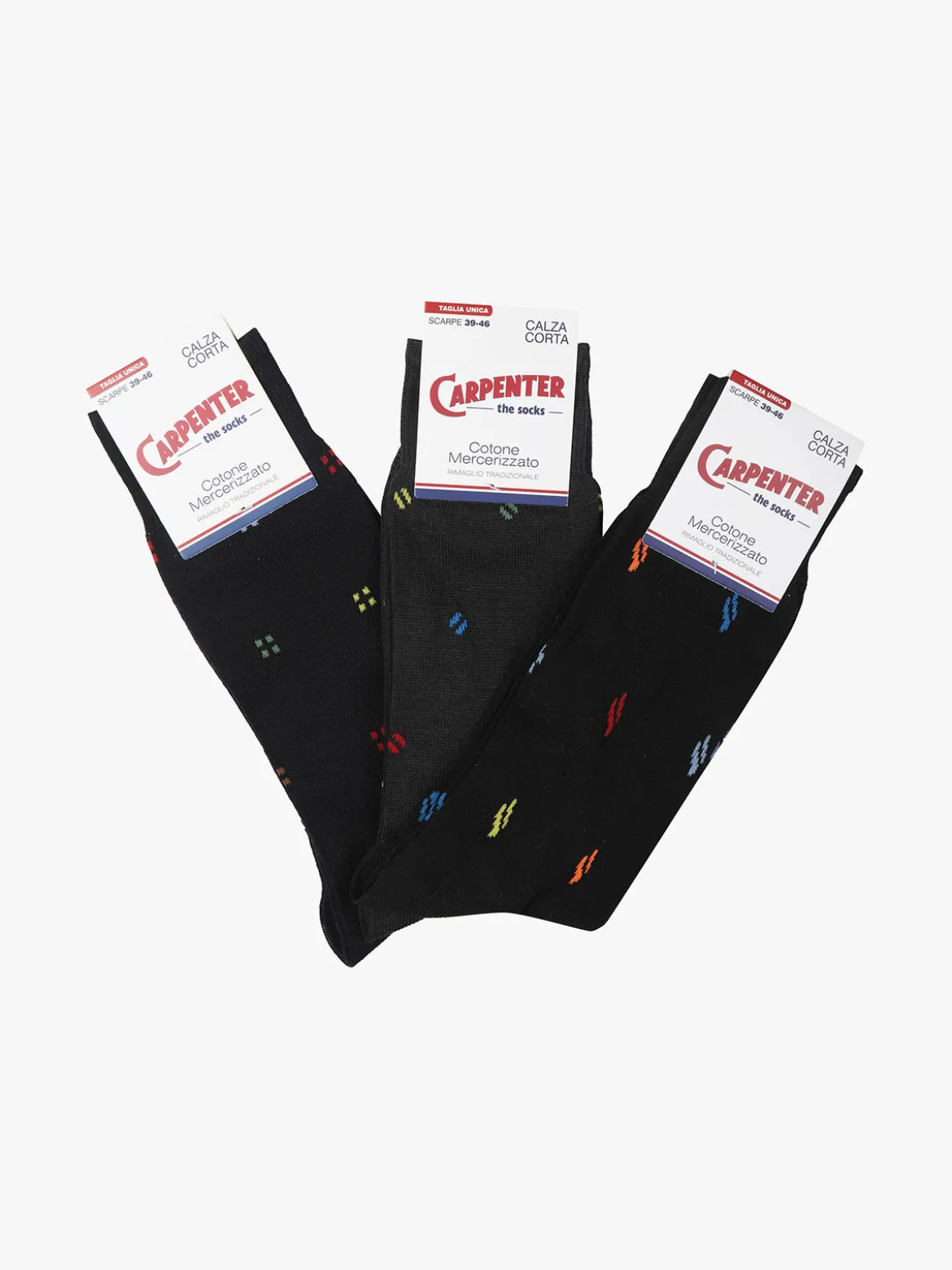 Carpenter 3 paia calze corte da uomo con stampe