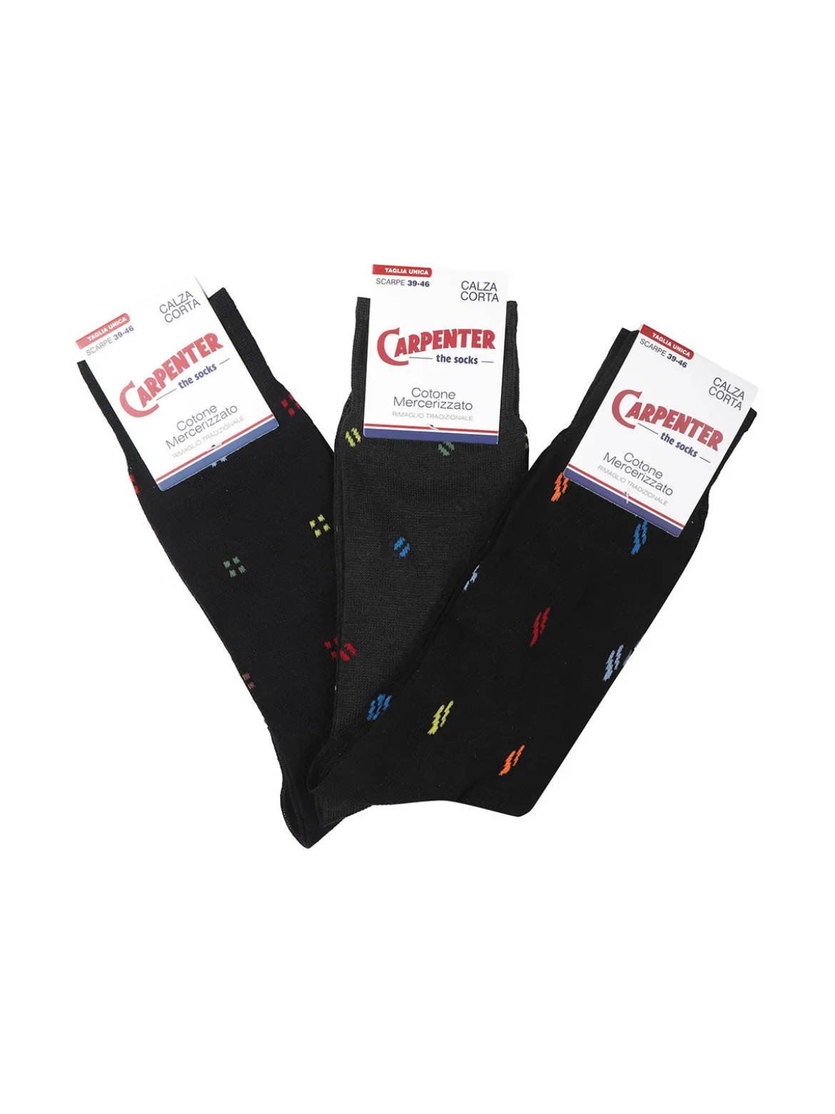 Carpenter 3 paia calze corte da uomo con stampe