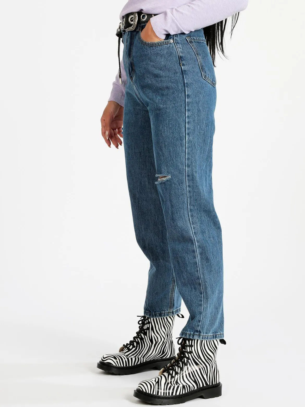 C'Est Monique Jeans baggy con strappi