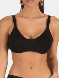 Charme Attrazione Italiana Reggiseno bielastico in cotone senza ferretto COPPA B - nero