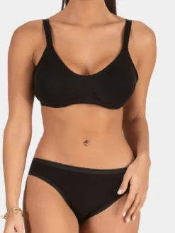 Charme Attrazione Italiana Reggiseno bielastico in cotone senza ferretto COPPA B - nero