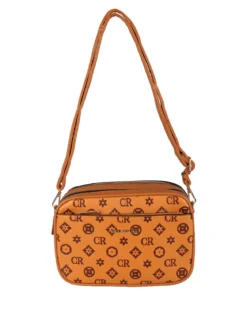 Charro Borsa a tracolla da donna con stampa monogramma - cuoio