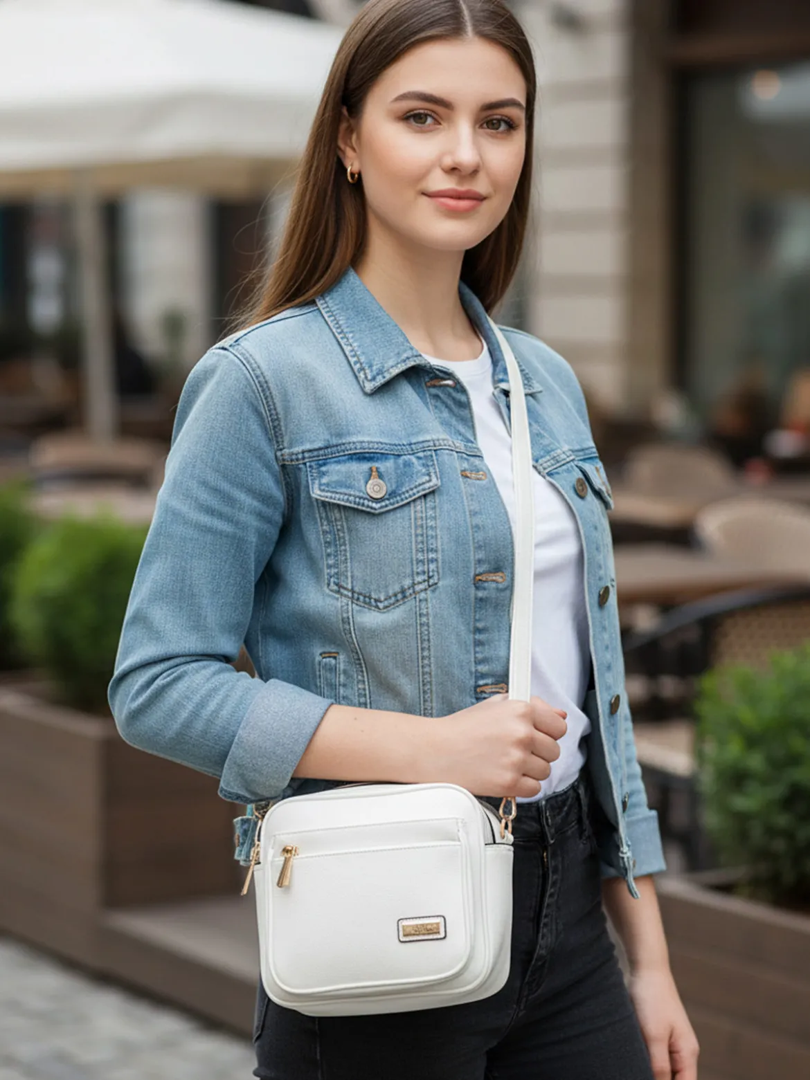 Charro Borsa a tracolla da donna multitasche - bianco
