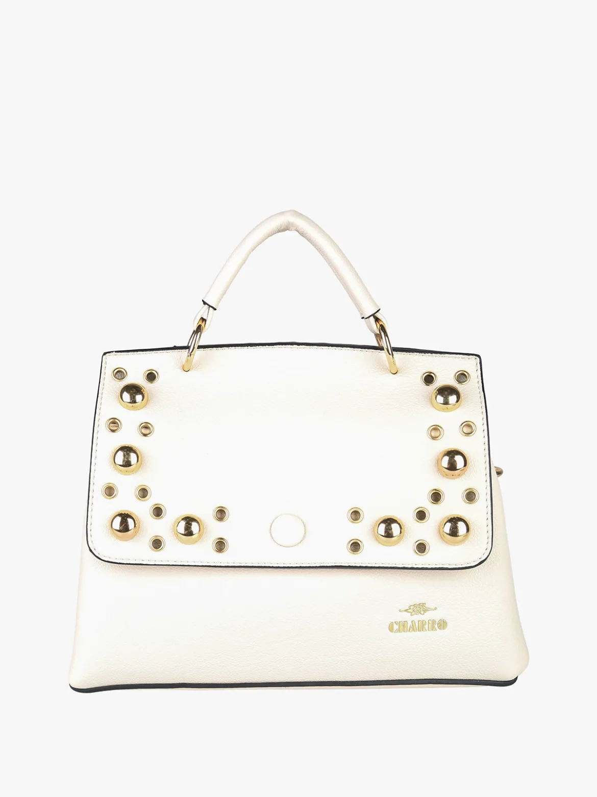 Charro Borsa frame con tracolla e borchie - bianco