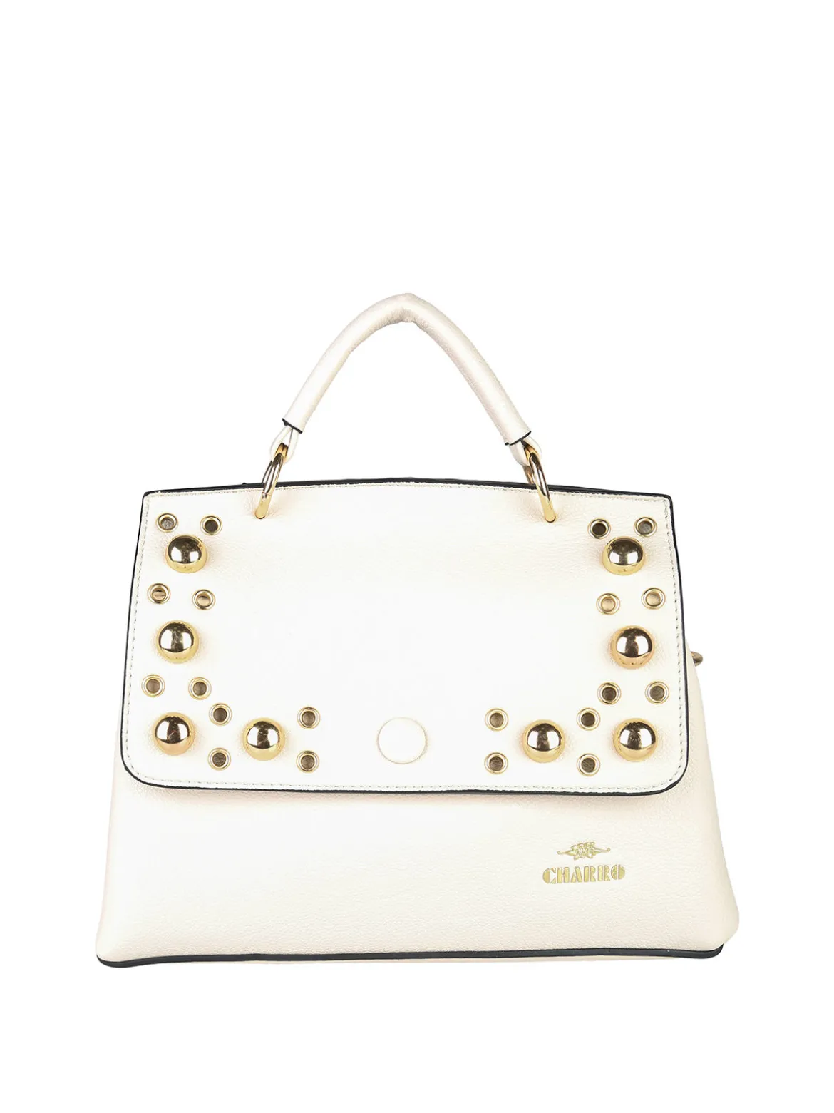 Charro Borsa frame con tracolla e borchie - bianco