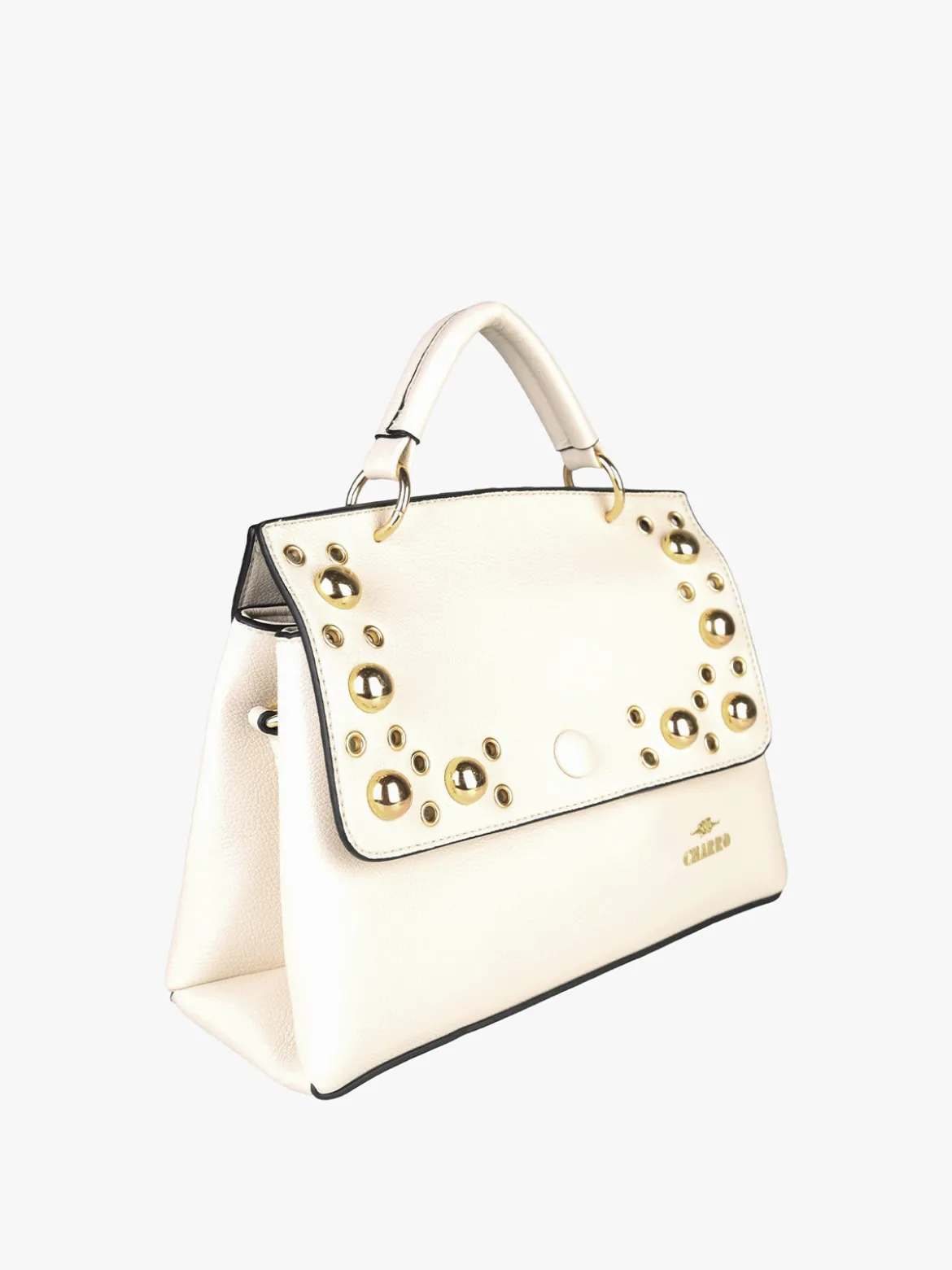 Charro Borsa frame con tracolla e borchie - bianco