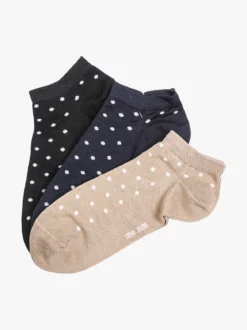 Charro Confezione da 3 paia di calze corte sneakers da donna a pois