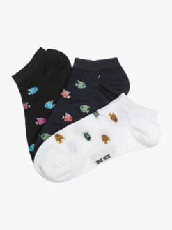 Charro Confezione da 3 paia di calze corte sneakers da donna in cotone