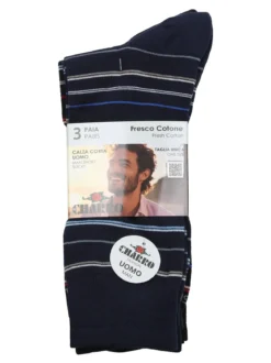 Charro Confezione da 3 paia di calze corte uomo a righe
