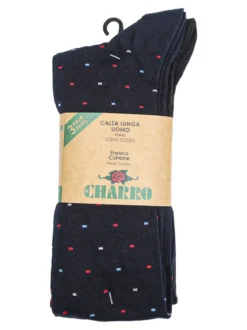 Charro Confezione da 3 paia di calze lunghe da uomo in fresco cotone
