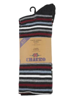 Charro Confezione da 3 paia di calze lunghe uomo a righe