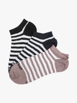 Charro Confezione da 3 paia di calze sneakers a righe da donna in cotone