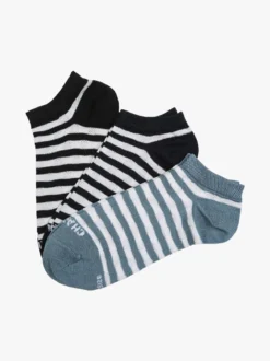Charro Confezione da 3 paia di calze sneakers a righe da donna in cotone