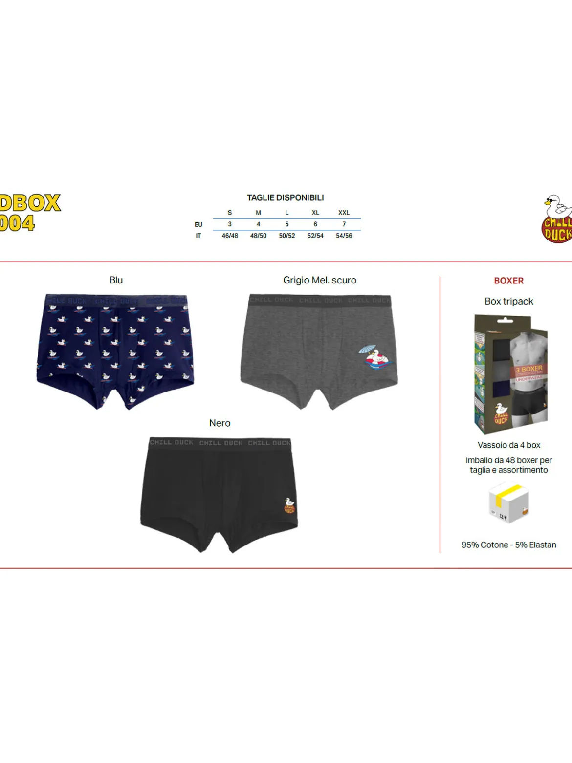 Chill Duck Confezione da 3 boxer da uomo in cotone con stampe disegni