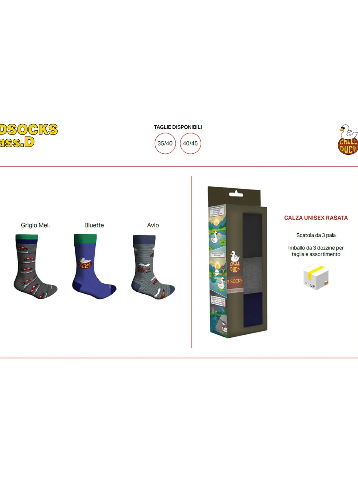 Chill Duck Confezione da 3 paia di calze tennis unisex con disegni