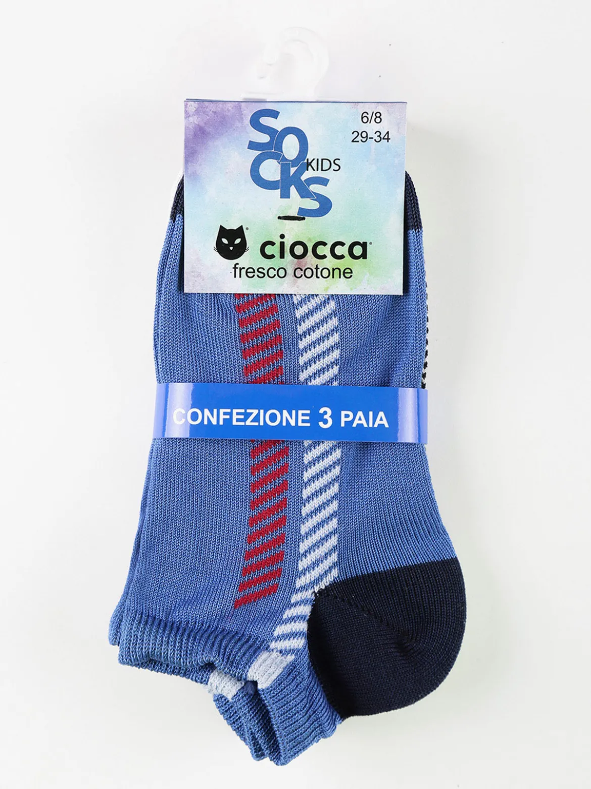 Ciocca Calze corte in cotone da bambino. Confezione da 3 paia