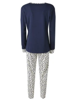 Coconuda Pigiama donna animalier in cotone - blu scuro