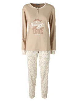Coconuda Pigiama donna animalier in cotone - sabbia