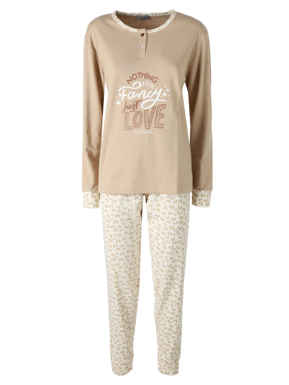 Coconuda Pigiama donna animalier in cotone - sabbia