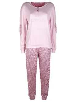 Coconuda Pigiama lungo da donna in cotonte interlock con strass