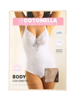 Cotonella CD521B Body donna in pizzo con ferretto coppa B - nero