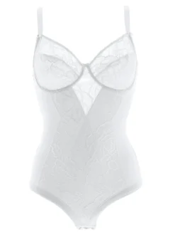 Cotonella CD521D Body donna in pizzo con ferretto coppa D - bianco