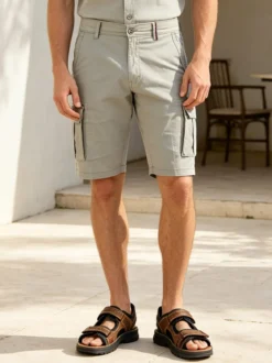 Cotton Belt Bermuda cargo da uomo in cotone stretch - sabbia