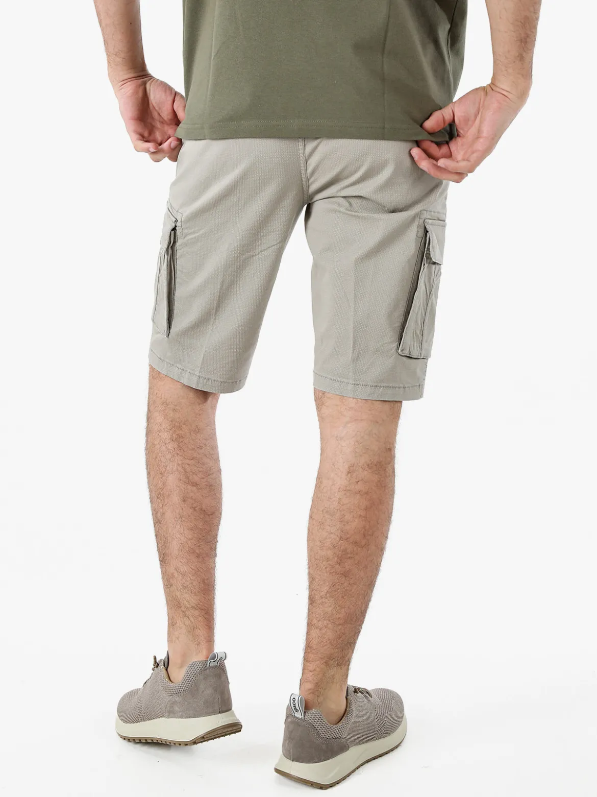 Cotton Belt Bermuda cargo da uomo in cotone stretch - sabbia