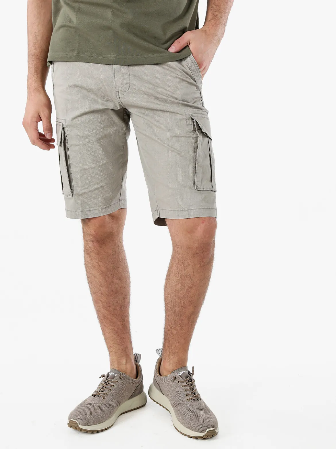 Cotton Belt Bermuda cargo da uomo in cotone stretch - sabbia