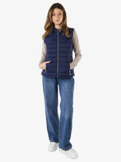 Cotton Belt Gilet imbottito da donna con zip - blu