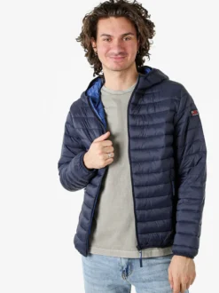 Cotton Belt Giubbino da uomo modello 100 grammi con cappuccio e zip - blu scuro
