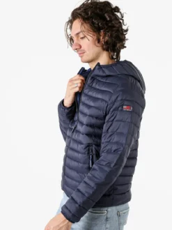 Cotton Belt Giubbino da uomo modello 100 grammi con cappuccio e zip - blu scuro