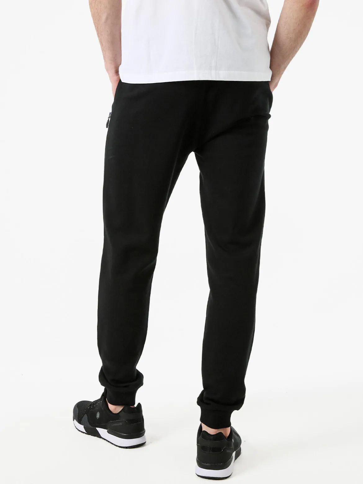 Cotton Belt Pantaloni tuta da uomo con coulisse e polsini - nero