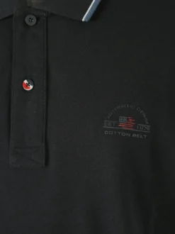 Cotton Belt Polo da uomo in cotone a maniche corte con logo - blu scuro