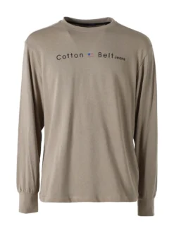 Cotton Belt T-shirt da uomo in cotone a maniche lunghe - sabbia
