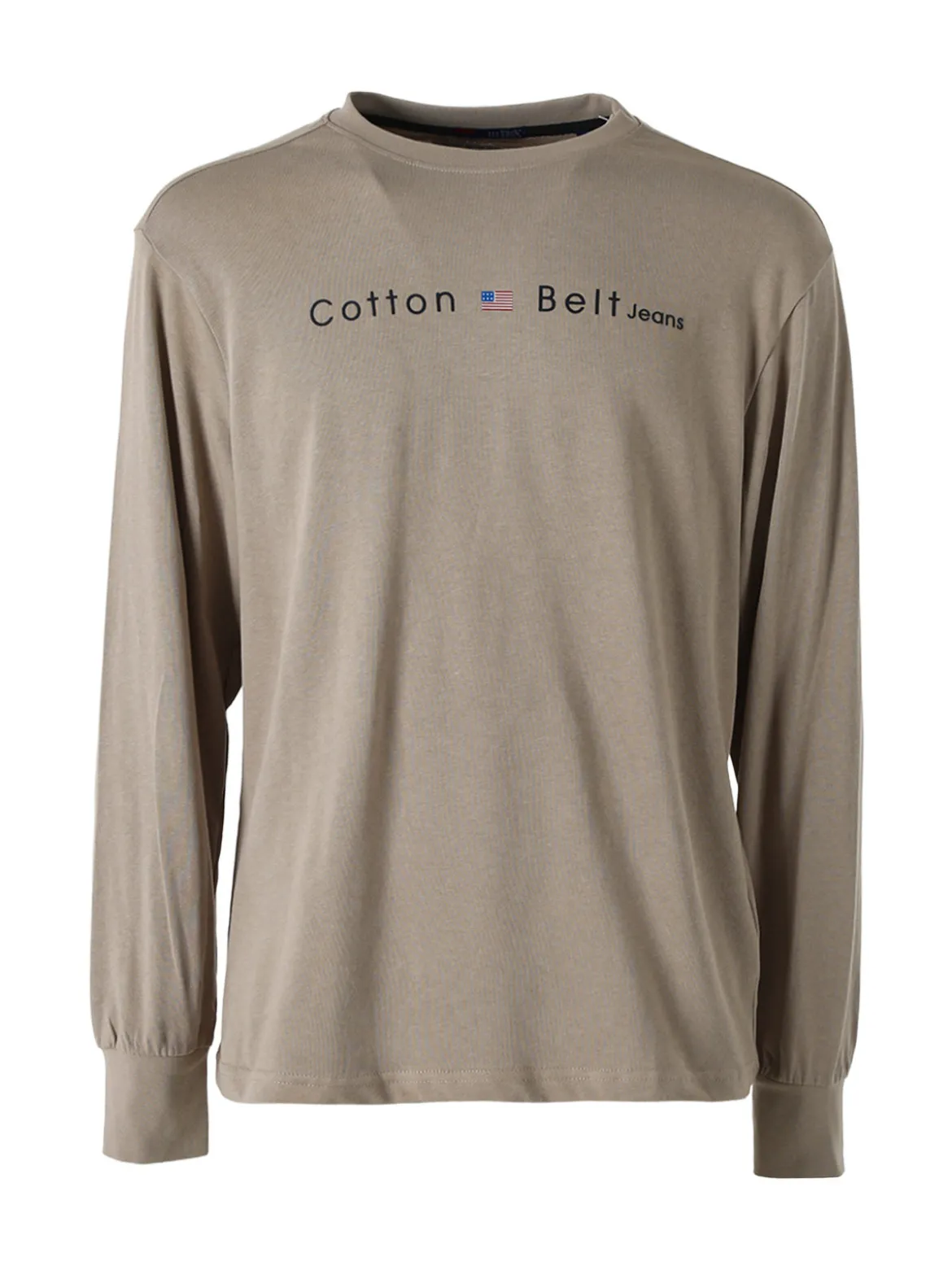 Cotton Belt T-shirt da uomo in cotone a maniche lunghe - sabbia