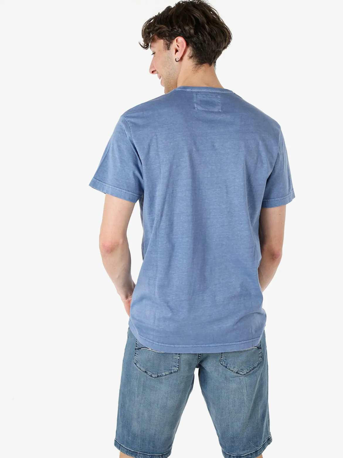 Cotton Belt T-shirt da uomo in cotone con stampa - blu