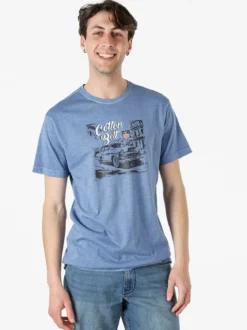 Cotton Belt T-shirt da uomo in cotone con stampa - blu