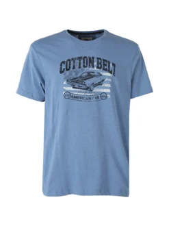Cotton Belt T-shirt da uomo in cotone con stampa - blu
