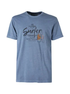 Cotton Belt T-shirt da uomo in cotone con stampa - blu