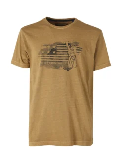 Cotton Belt T-shirt da uomo in cotone con stampa - marrone