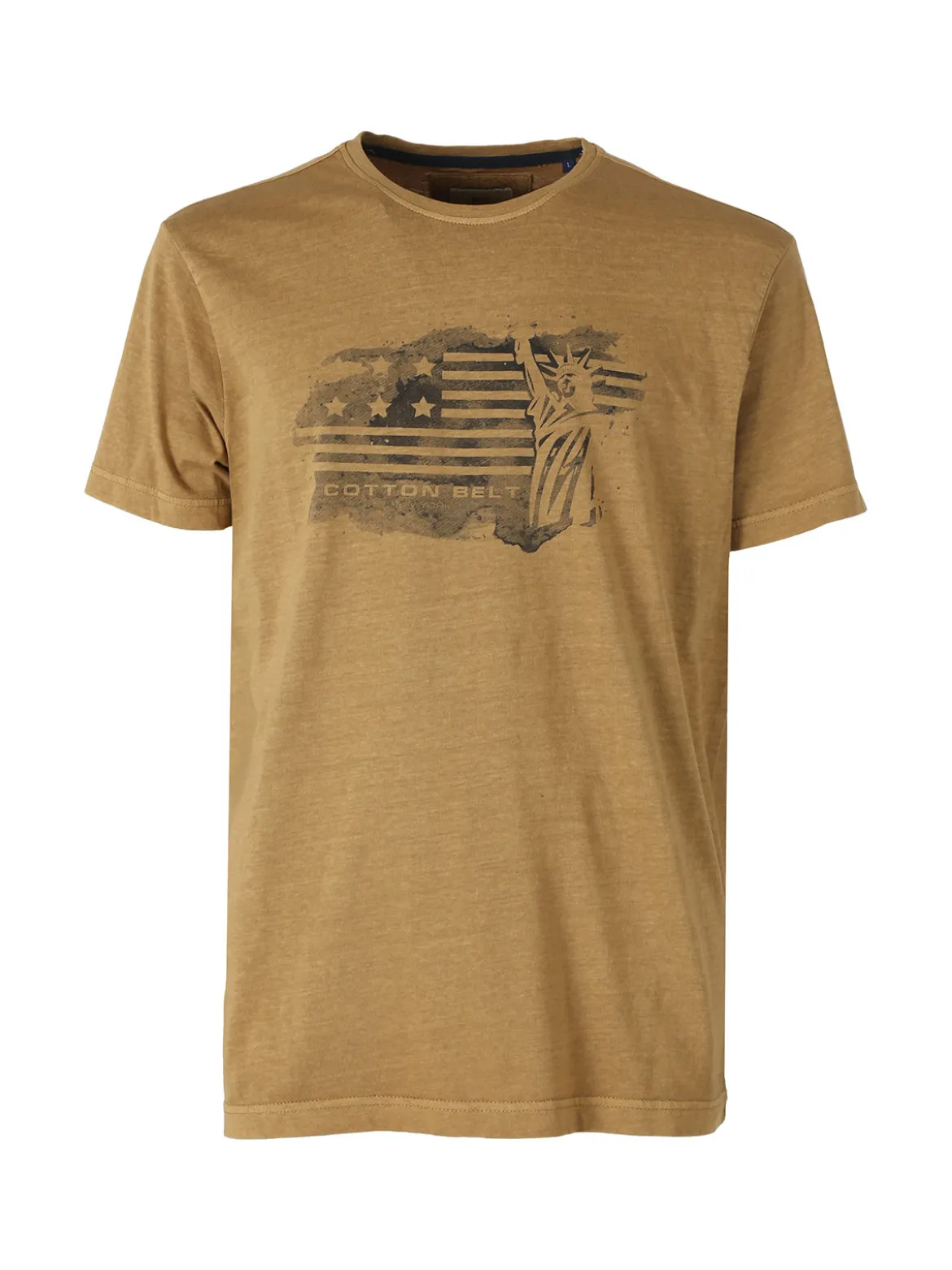 Cotton Belt T-shirt da uomo in cotone con stampa - marrone