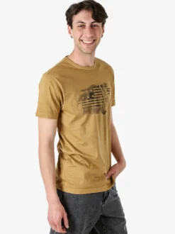 Cotton Belt T-shirt da uomo in cotone con stampa - marrone