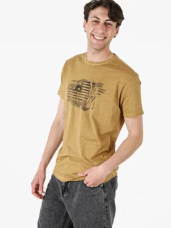 Cotton Belt T-shirt da uomo in cotone con stampa - marrone