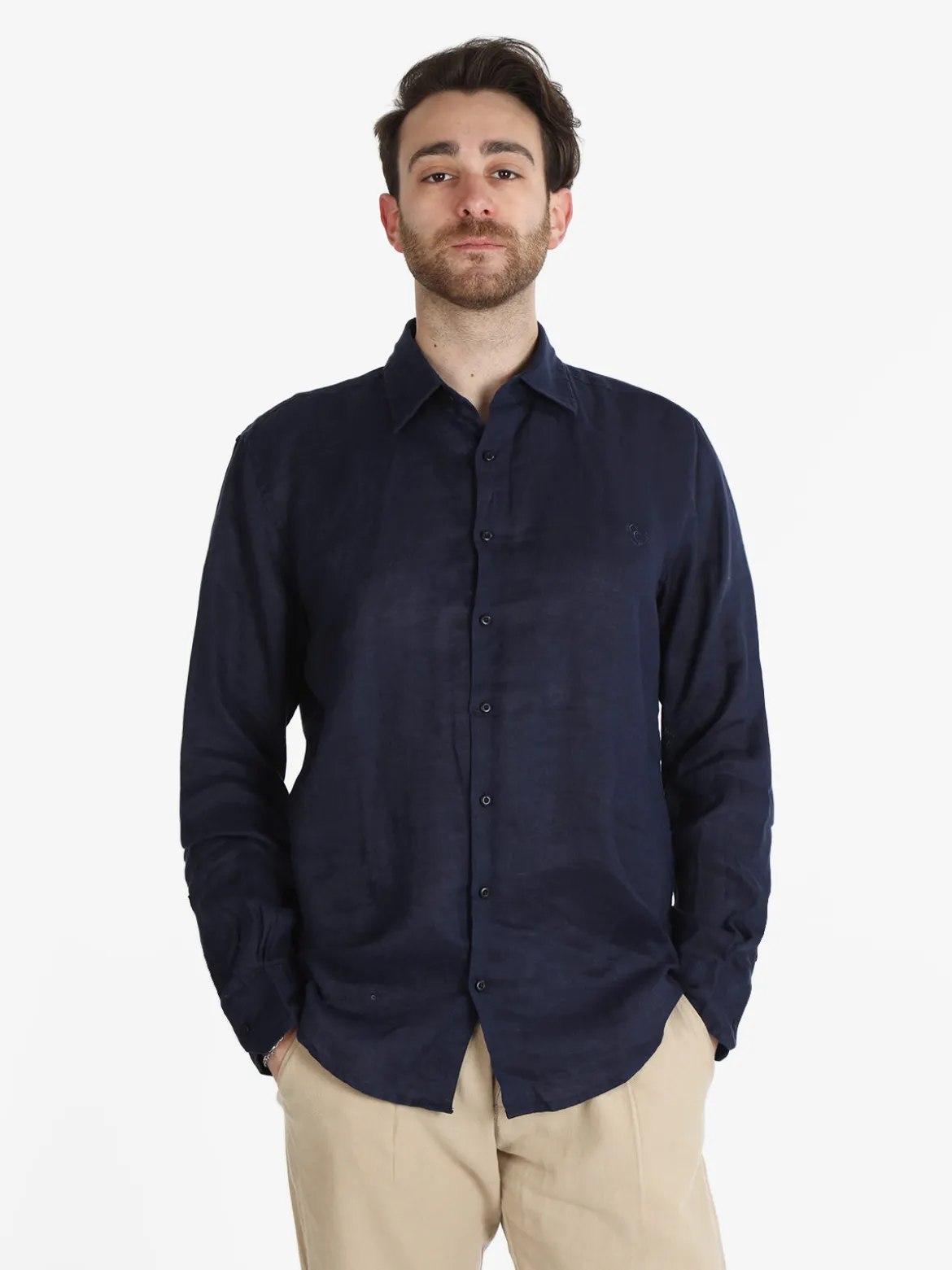Coveri Collection Camicia in lino da uomo a maniche lunghe