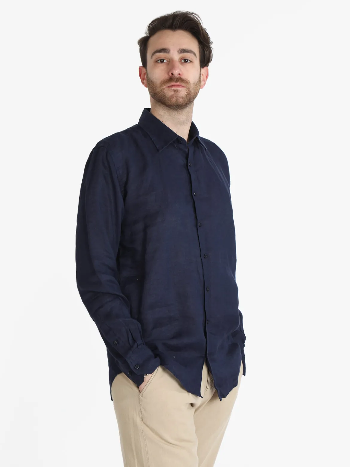 Coveri Collection Camicia in lino da uomo a maniche lunghe