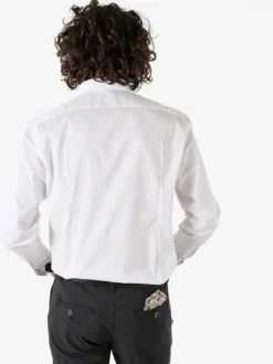 Coveri Moving Camicia da uomo slim fit in cotone a maniche lunghe - bianco