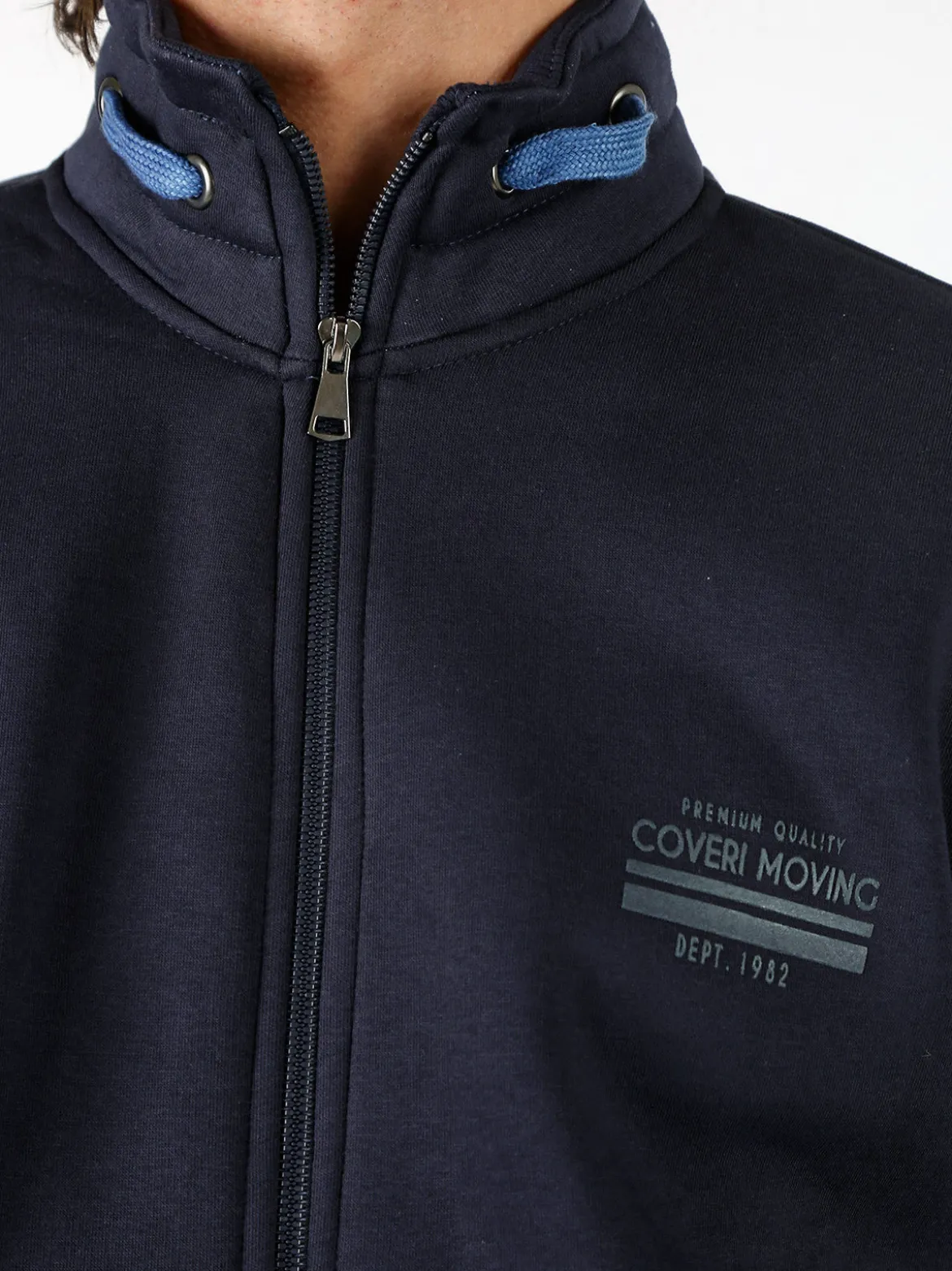 Coveri Moving Felpa da uomo a collo alto con cerniera - blu scuro