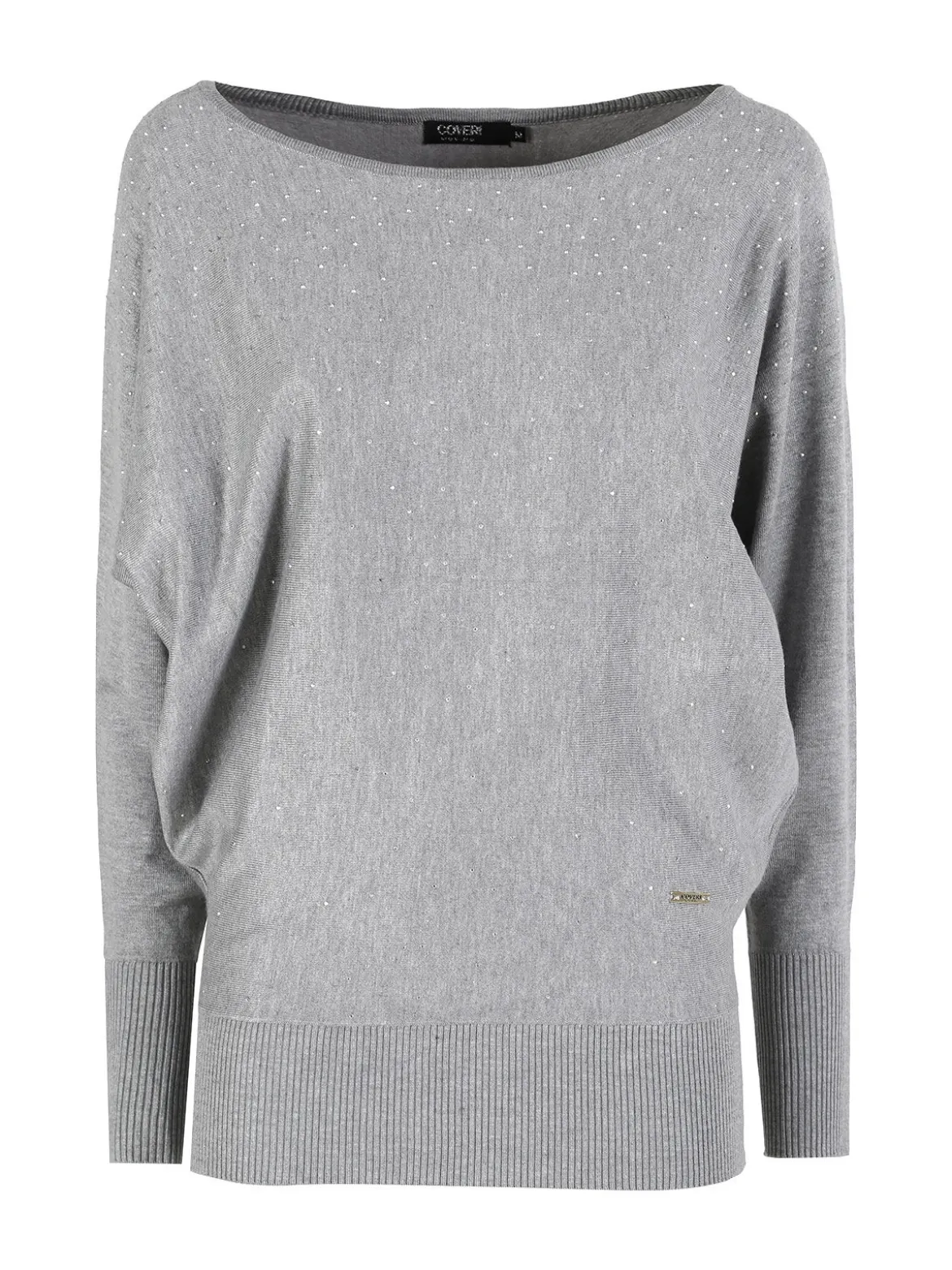 Coveri Moving Maglia donna con scollo a barca e borchie - grigio